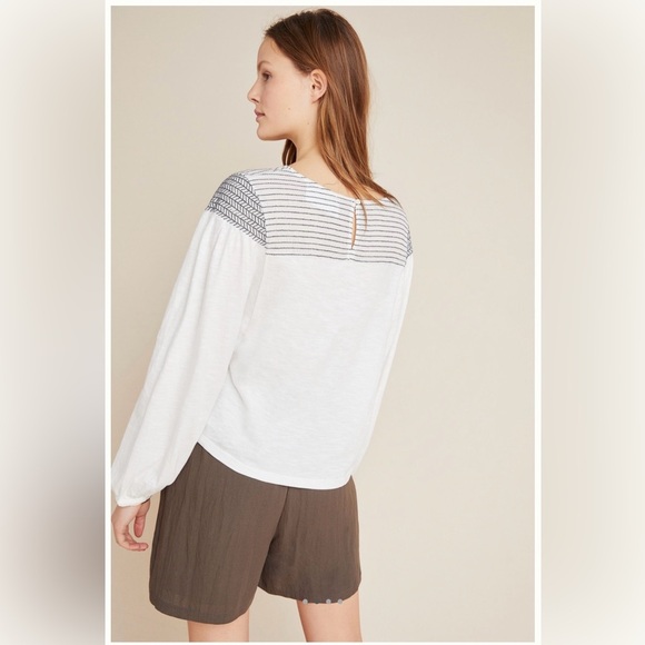 Anthropologie White Aiden Textured Top in Size Small - Picture 4 of 13